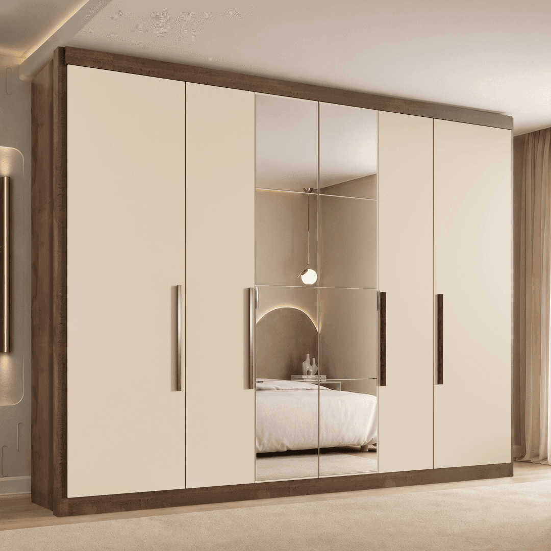 Guarda-Roupa Casal 6 Portas com Espelho — Modelo único